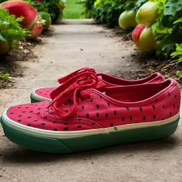 Vans Watermelon Low Top Sneakers Women 7 Men 5.5 Red Canvas 2009 Limited Edition - Picture 6 of 11